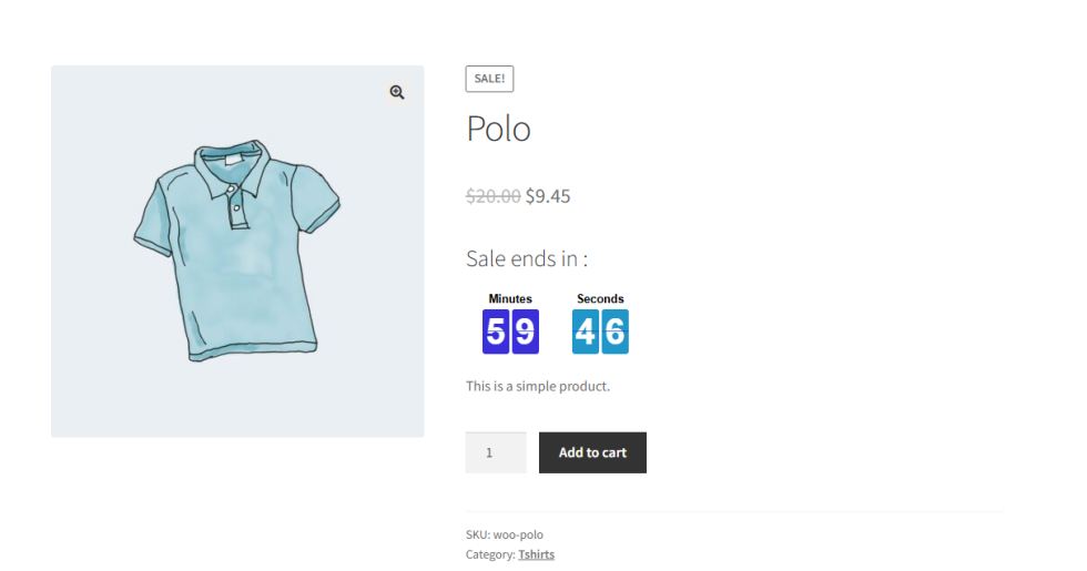 The frontend look of an active recurring sale product page