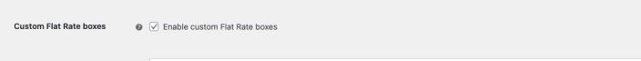 The Custom Flat Rate boxes setting enabled in USPS Shipping Method settings.