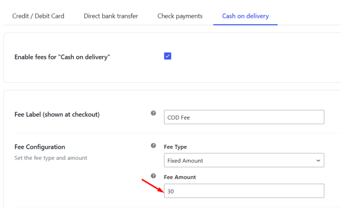 COD fee is set to $30