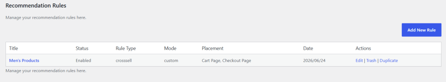 Create and Manage Recommendation Rules