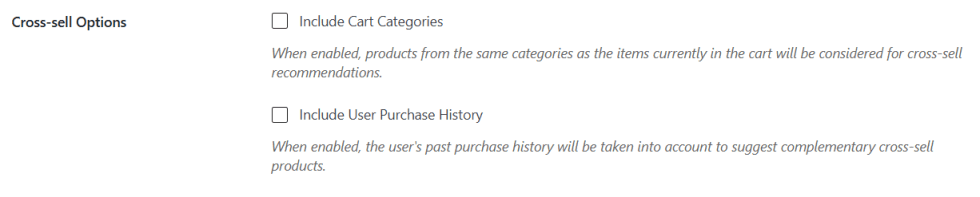 Cross-Sell Options (available for Cross-sell rule type)