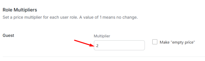Guest role with multiplier value set to 2