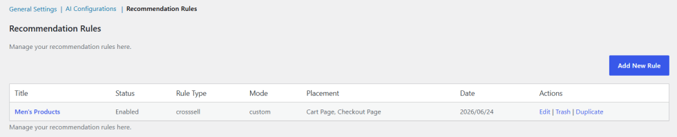 Recommendation Rules