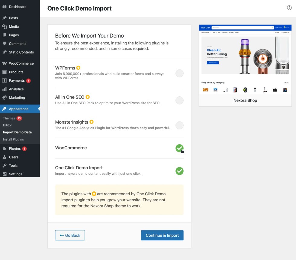 Once Click Continue Process