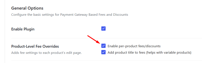 product level fees override