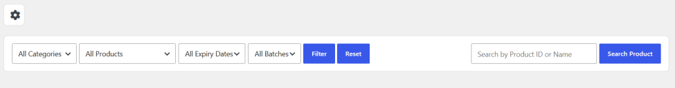 Batch Inventory filters used to search and filter inventory records.