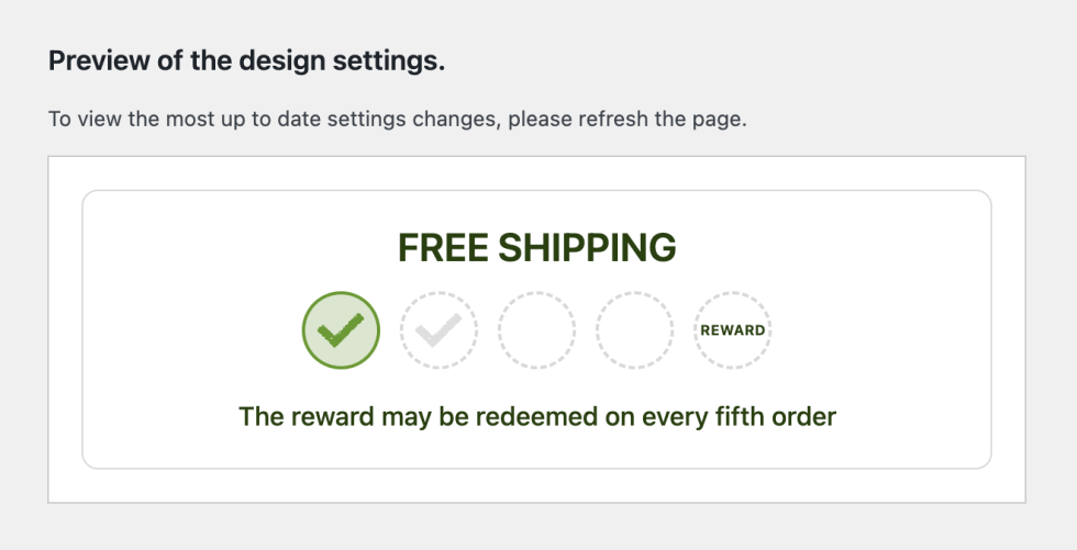 Panel showing a live preview of your card design