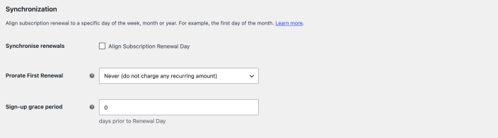 WooCommerce Subscriptions billing date alignment settings