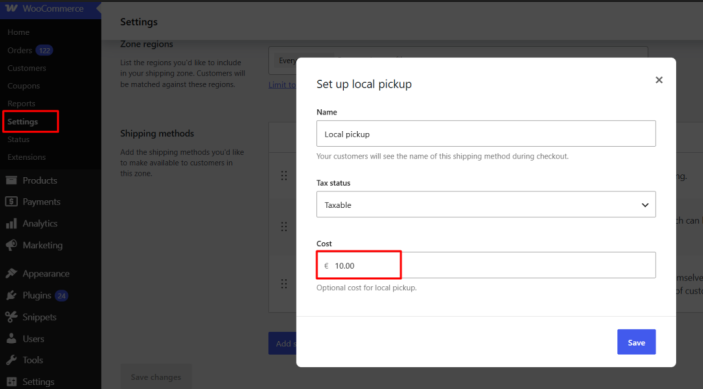 woocommerce shipping settings 