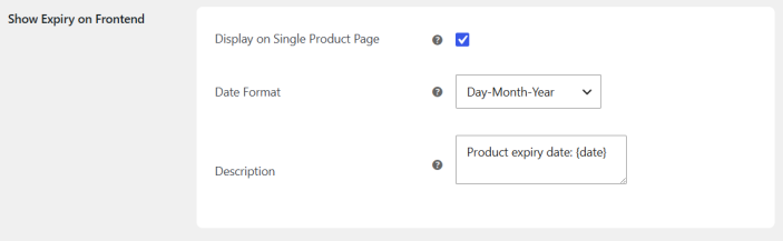 show expiry on frontend section in settings tab