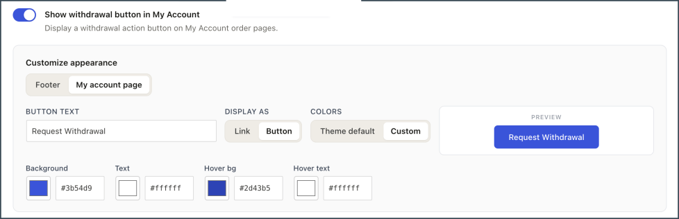 Withdrawal request button in my accounts.
