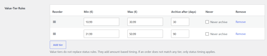 Add Value-Based Tiers for Archiving