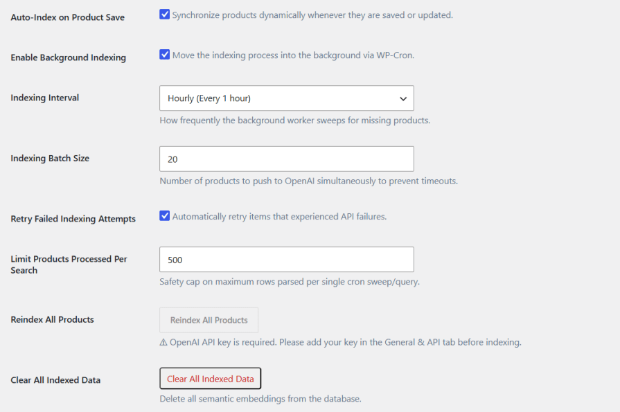 Automated and Background Product Indexing