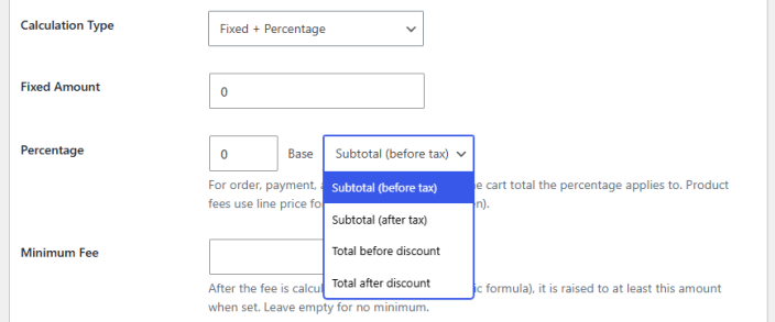 Calculation Type Fixed and Percentage