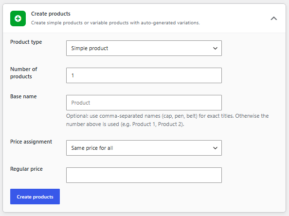 Create Multiple Products in Bulk