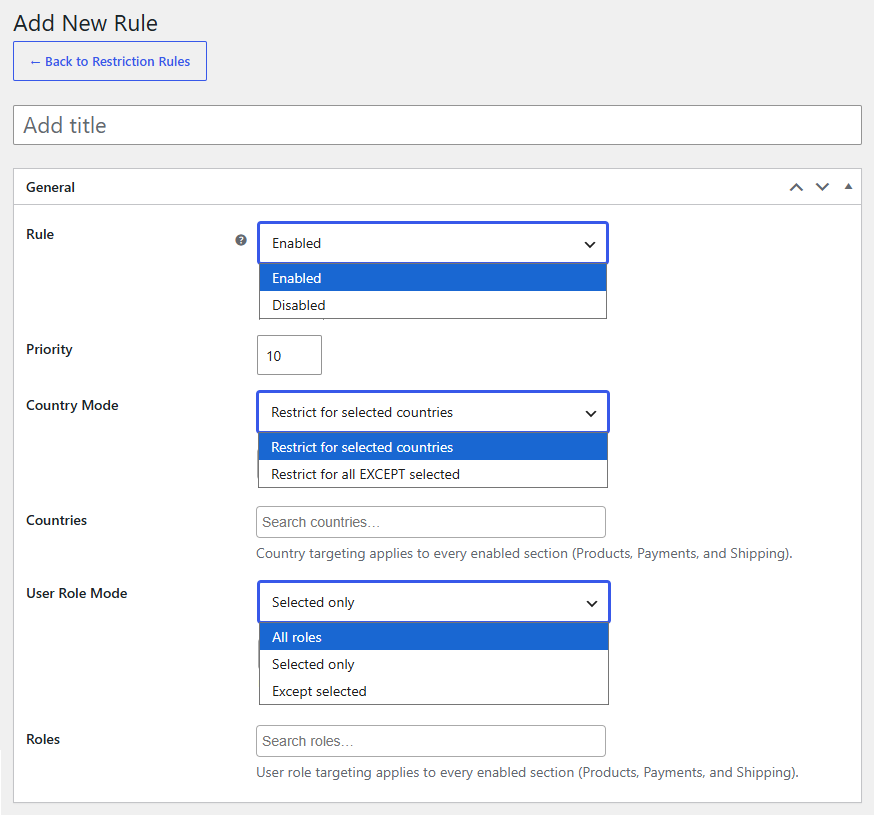 Create Rules to Manage Restrictions