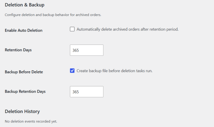 Deletion and Backup