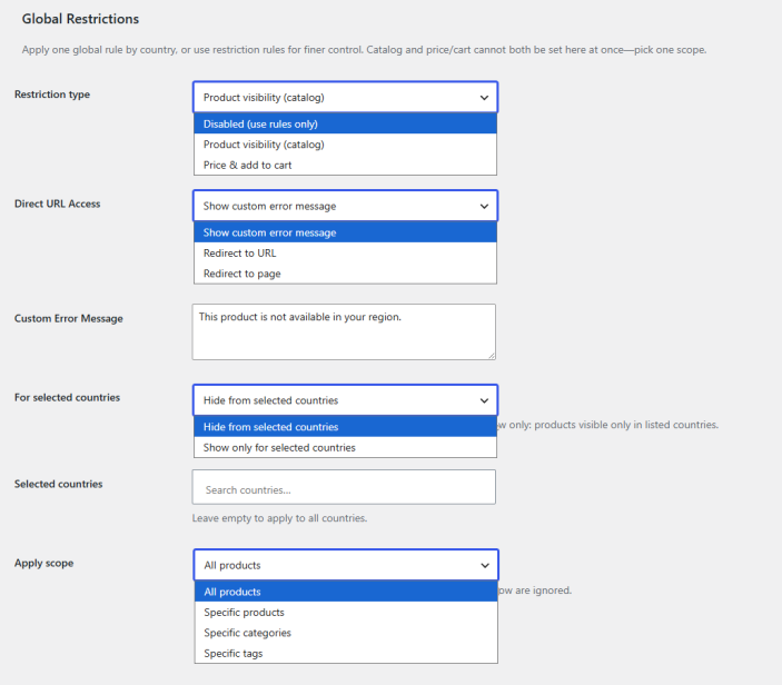 Global Restrictions