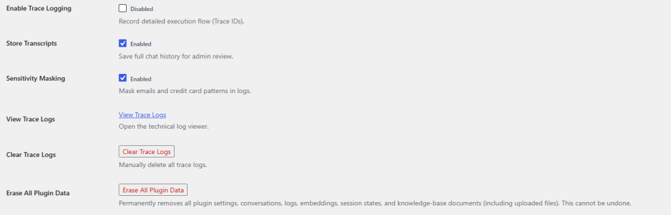 Logging & Debugging Settings