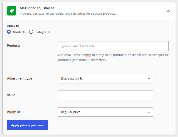 Mass Price Adjustment