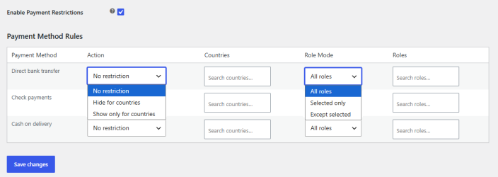 Payment Method Settings