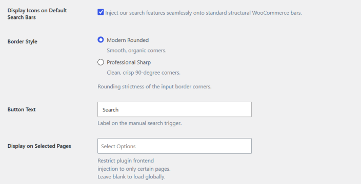 Search Icon Settings
