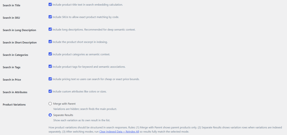 Search Logic Settings