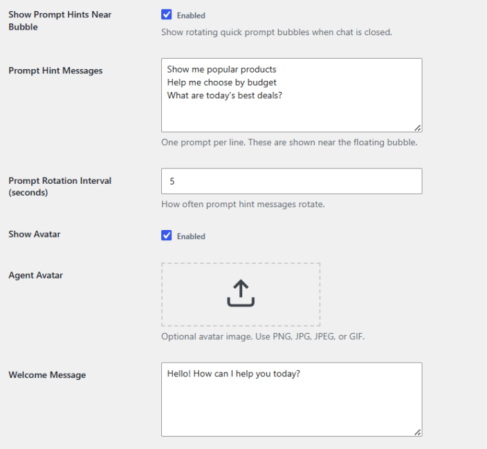 Show Prompt Hints