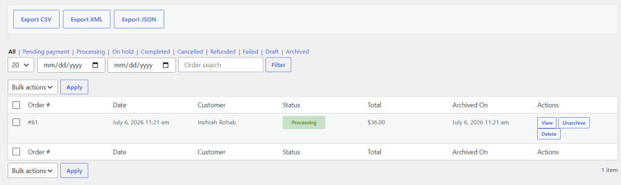View and Export Archived Orders in One Place