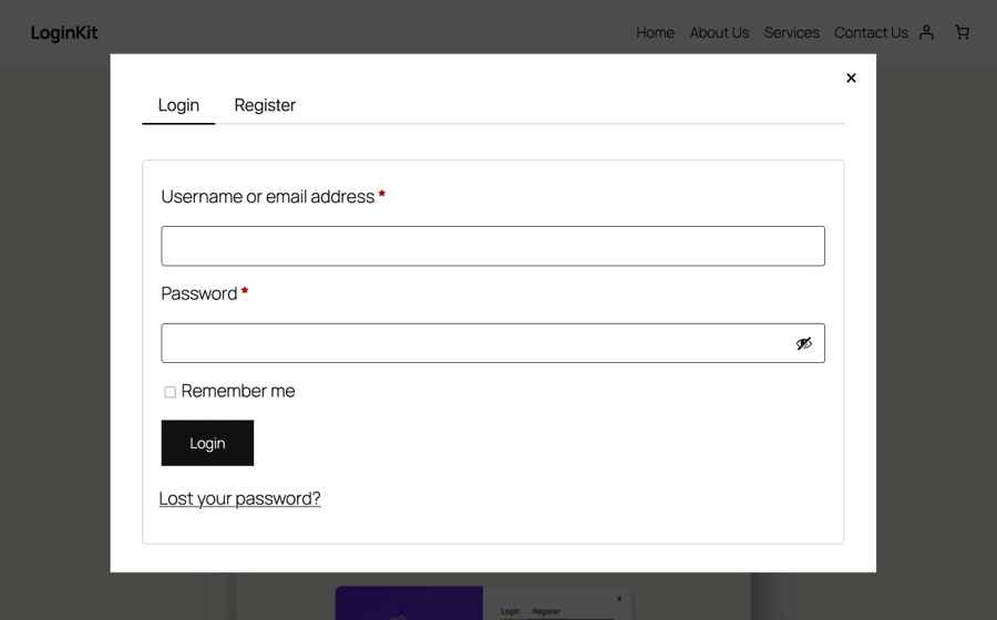 default popup