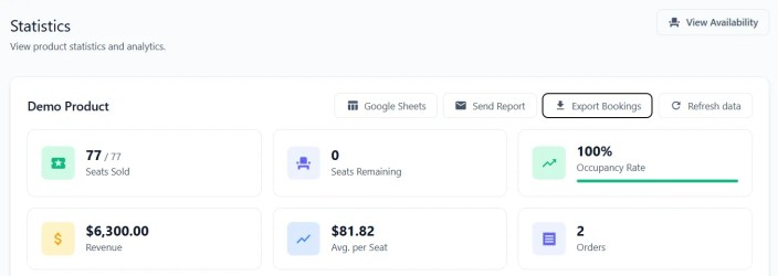 Manager export bookings toolbar button