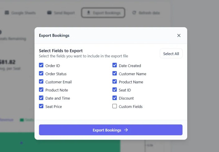 Manager export bookings