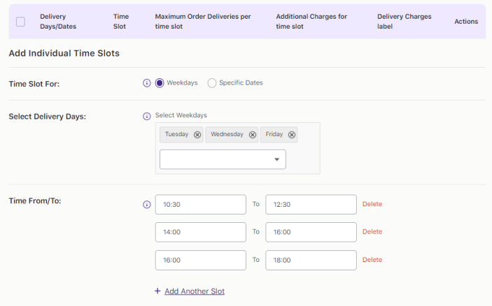 How do I set up time slots for different weekdays and specific dates? 2 How do I set up time slots for different weekdays and specific dates? - Tyche Softwares Documentation