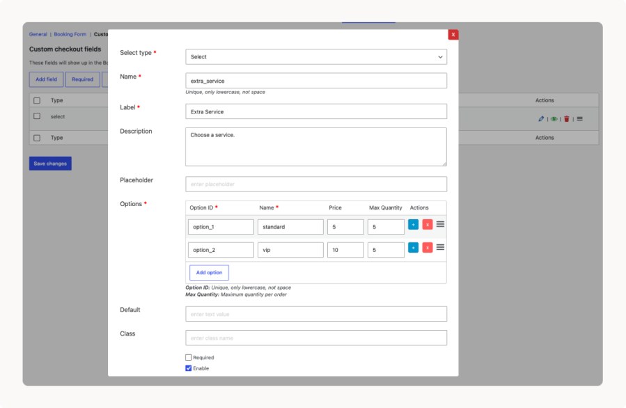 Custom checkout fields