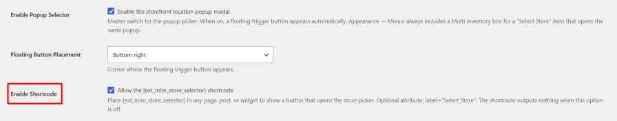 Add a Store Selector with a Shortcode