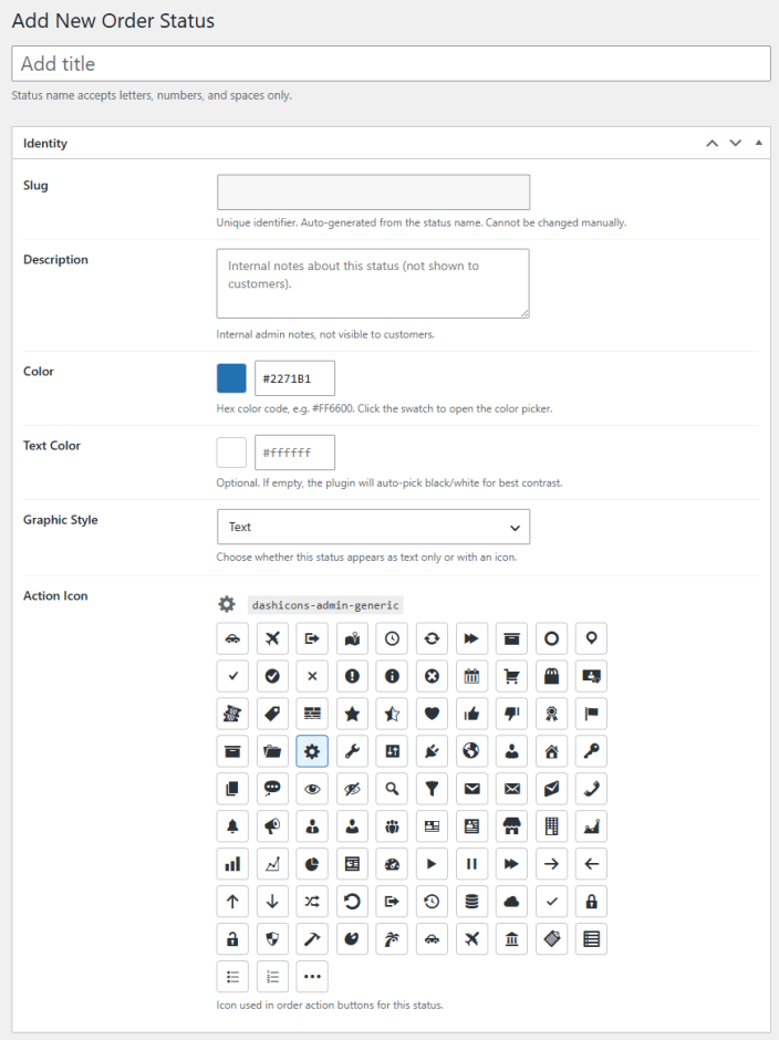 Adding a New Custom Order Status