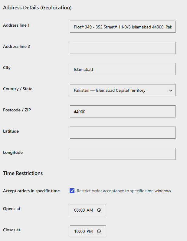 Address Details (Geolocation)