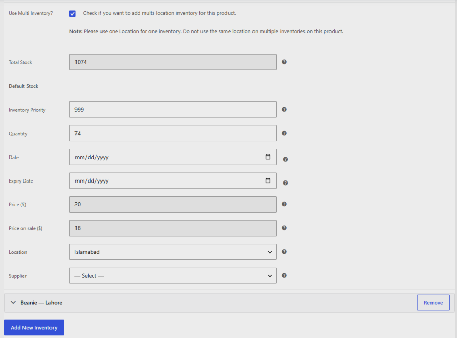 Assign Inventory at the Product Level