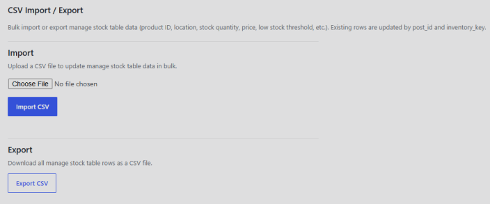 CSV Import Export