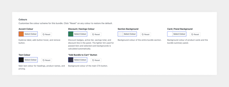 Color settings for a WooCommerce mix and match products bundle