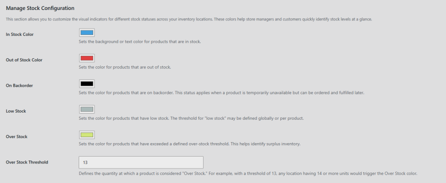 Customize Stock Status Colors