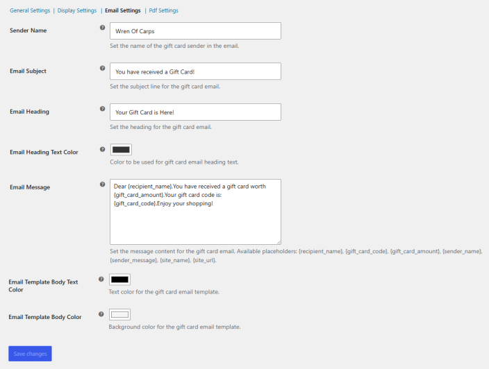 Email Settings
