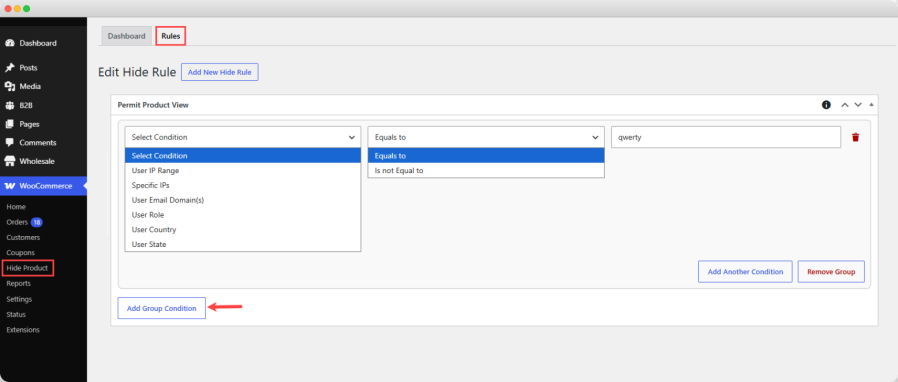 Hide Product for woocommerce
