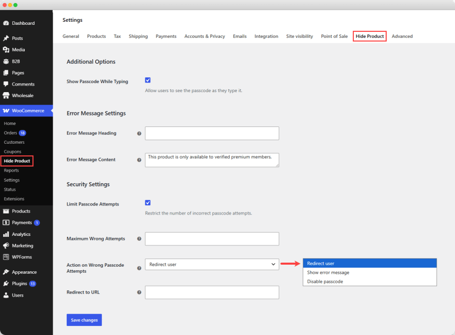 Hide Product for woocommerce