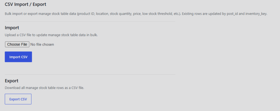 Import and Export Stock with CSV