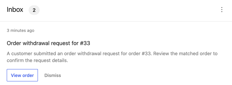 The withdrawal request inbox notification on the WooCommerce home screen