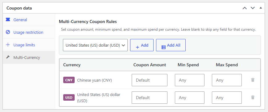 Set Per-Currency Coupon Values