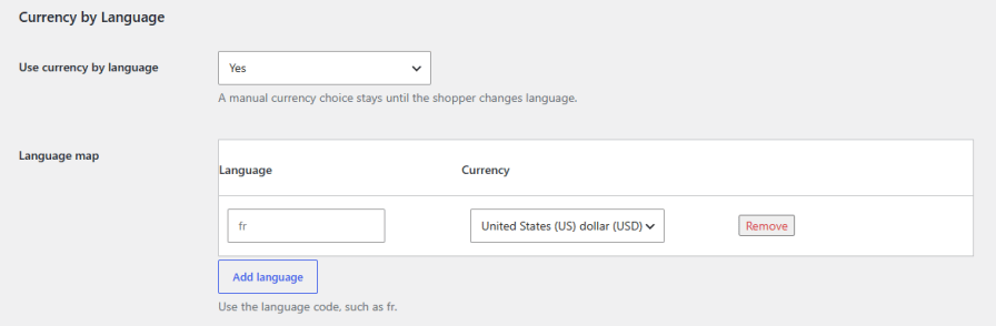 Show Currency by Language