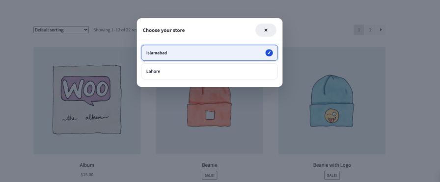 Switch Stores with a Popup Selector