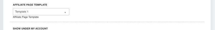The Affiliate Page Template setting on the Advanced Features General screen.